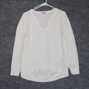 Juicy Couture‎ Womens Small White Long Sleeve Cut Out Neck Pullover Top